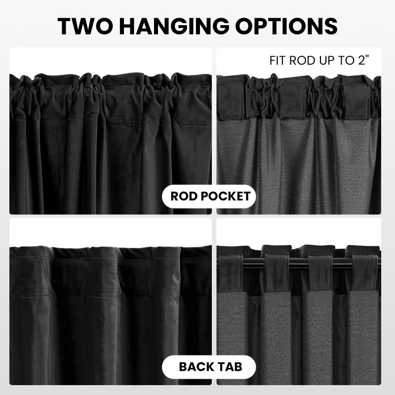 Dreaming Casa Darkening Black Velvet Curtains for Living Room Thermal Insulated Rod Pocket Back Tab Window Curtain for Bedroom 2 Panels 52" W x 108" L - Image 5